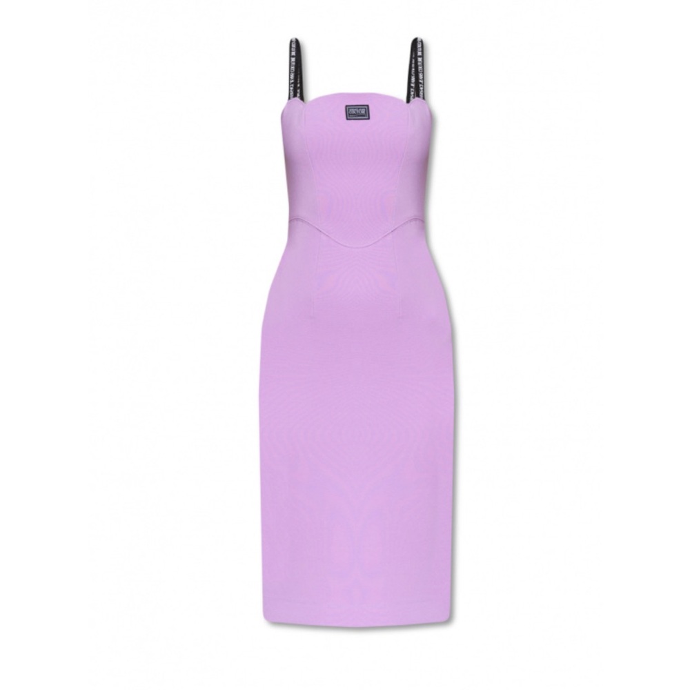 Versace couture Lavender Midi Dress with Black Sandals size 36 looks 100% new